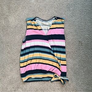 LOFT Outlet Multicolor Striped Wrap Blouse